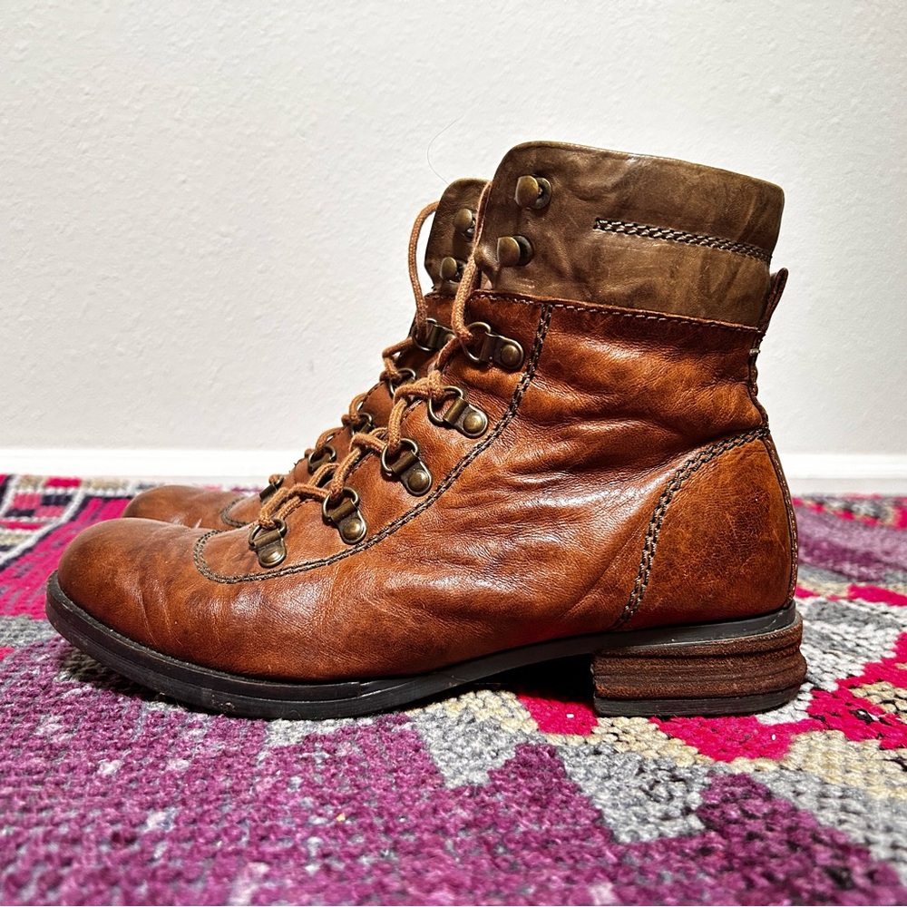 Josef Seibel Sanja 09 Brown Leather Lace-Up Combat Motto Boots (ankle bootie) - Picture 4 of 8